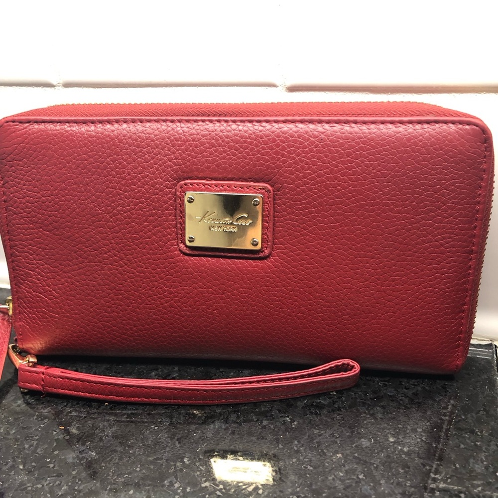 Kenneth Cole deep red wristlet measures 4x8 - Picture 9 of 9